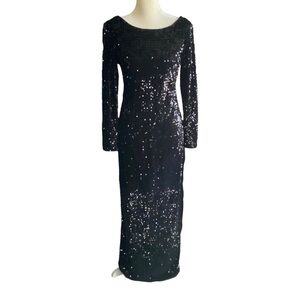 LESLIE FAY-BLACK SEQUIN GOWN-SIZE 6